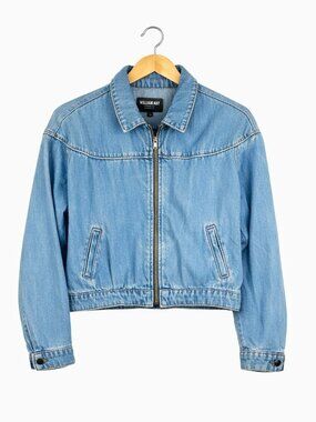 William Rast 80s Style Zip & Snap Front Denim Jacket Sz M • Medium Wash • GUC